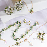Enamel Bell Orchids Pearl Flowers Choker Necklaces Earring