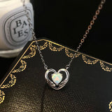 Opal Love Necklace 925 Sterling Silver Clavicle Chain