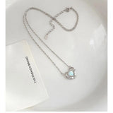 Opal Love Necklace 925 Sterling Silver Clavicle Chain
