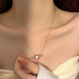 Opal Love Necklace 925 Sterling Silver Clavicle Chain