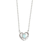 Opal Love Necklace 925 Sterling Silver Clavicle Chain