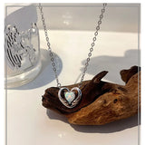 Opal Love Necklace 925 Sterling Silver Clavicle Chain