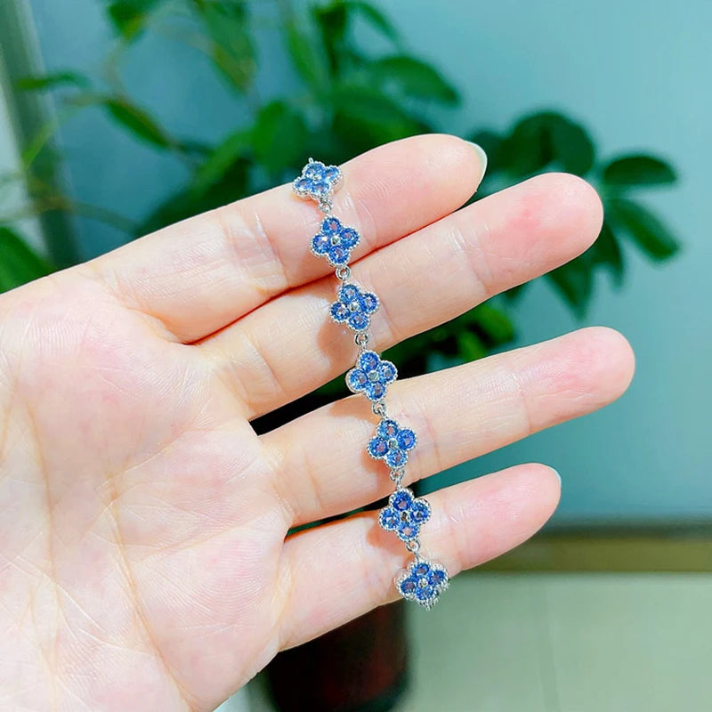 Aquamarine Spinel Bracelet Plated Flower String Jewelry