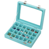 24Grids Velvet Glass Jewelry Display Box with Lock