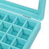 24Grids Velvet Glass Jewelry Display Box with Lock