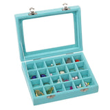 24Grids Velvet Glass Jewelry Display Box with Lock