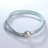 Women's Leather Bracelet Smooth Round Ball Clasp Silver 925 Jewelry