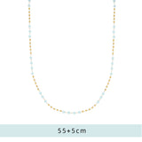 Glass Bead Chain Necklace Stainless Steel Plated 18k