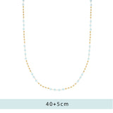 Glass Bead Chain Necklace Stainless Steel Plated 18k