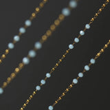 Glass Bead Chain Necklace Stainless Steel Plated 18k