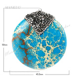 Micro Pave Sea Sediment Jasper Charm Necklace Pendant DIY Jewelry