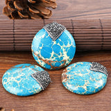 Micro Pave Sea Sediment Jasper Charm Necklace Pendant DIY Jewelry