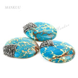 Micro Pave Sea Sediment Jasper Charm Necklace Pendant DIY Jewelry