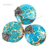 Micro Pave Sea Sediment Jasper Charm Necklace Pendant DIY Jewelry