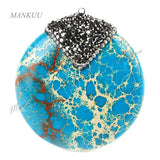 Micro Pave Sea Sediment Jasper Charm Necklace Pendant DIY Jewelry
