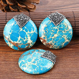 Micro Pave Sea Sediment Jasper Charm Necklace Pendant DIY Jewelry