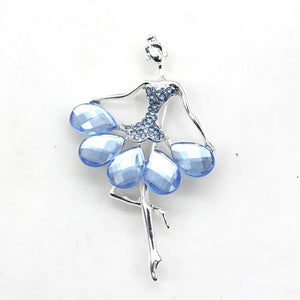 Rhinestone Crystal Brooch Dancing Girl Dress Pin