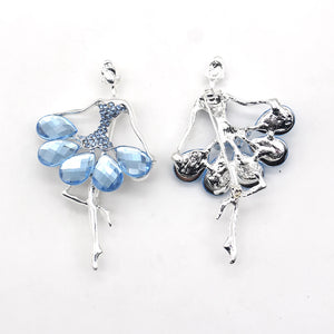 Rhinestone Crystal Brooch Dancing Girl Dress Pin