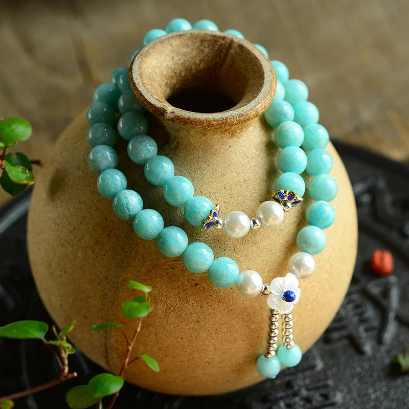 Tianhe Natural Stone Bracelet With Shell Flower Beads for Women