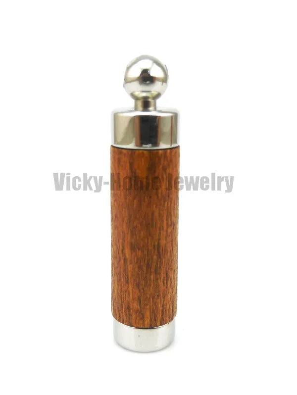 Light Brown Wood Aroma Pendant in 316L Stainless Steel Vial for Essential Oil
