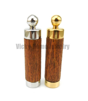 Light Brown Wood Aroma Pendant in 316L Stainless Steel Vial for Essential Oil