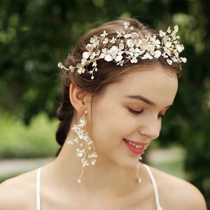Light Floral Tiara Bridal Hair Crown Wedding Party Headpiece