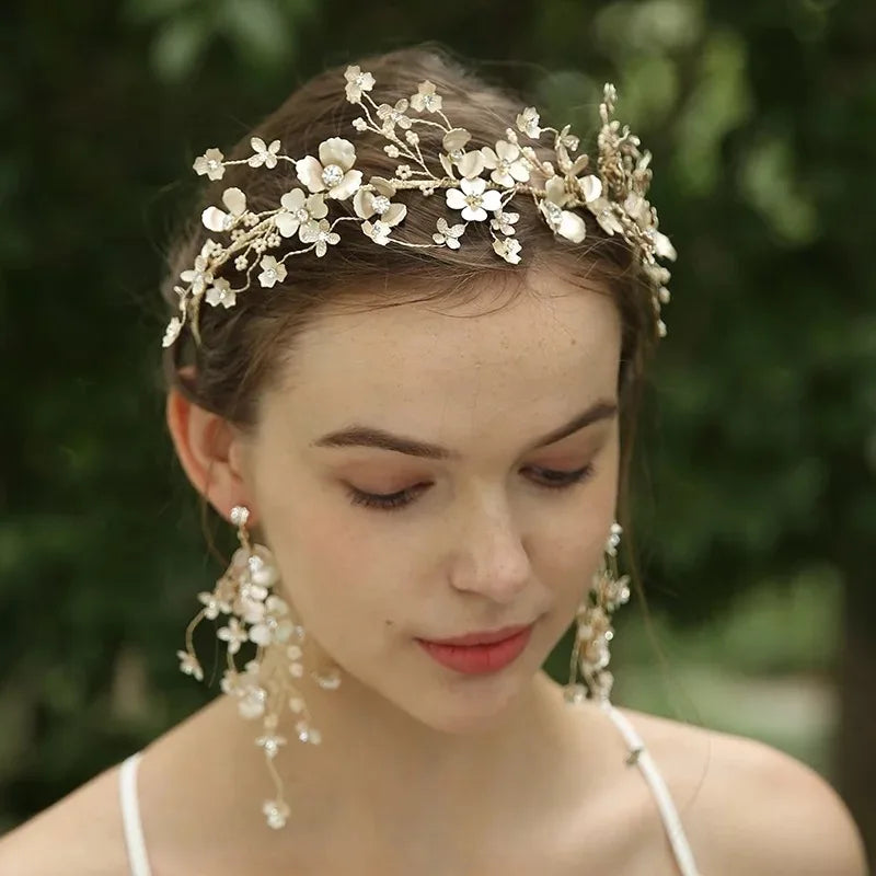 Light Floral Tiara Bridal Hair Crown Wedding Party Headpiece