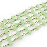 Green Glass Faceted Beads Wire Chain for Jewelry Making