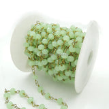Green Glass Faceted Beads Wire Chain for Jewelry Making