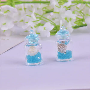 Natural Snail Glass Bottle Charms Pendant Earring Keychain DIY Jewelry