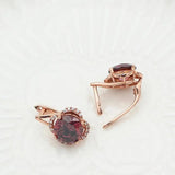 Purple Gem Flower Earrings 14K Rose Stud Jewelry