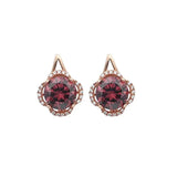 Purple Gem Flower Earrings 14K Rose Stud Jewelry