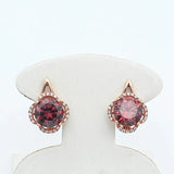 Purple Gem Flower Earrings 14K Rose Stud Jewelry