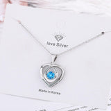 925 Silver Necklace Beating Heart Zircon Women Jewelry Gift