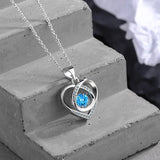 925 Silver Necklace Beating Heart Zircon Women Jewelry Gift