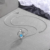 925 Silver Necklace Beating Heart Zircon Women Jewelry Gift