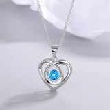 925 Silver Necklace Beating Heart Zircon Women Jewelry Gift