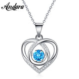 925 Silver Necklace Beating Heart Zircon Women Jewelry Gift