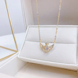 Light Angel Wing Necklace Ladies Smart Heart Micro-inlaid Girl Jewelry Pendant