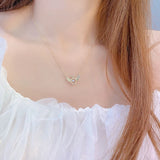 Light Angel Wing Necklace Ladies Smart Heart Micro-inlaid Girl Jewelry Pendant