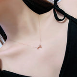 Light Bow Necklace 925 Sterling Silver Plated 18k Rose Women's Pendant Jewelry