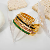 Colorful CZ Bangle Bracelets 18K Plated Stainless Steel Jewelry