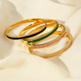 Colorful CZ Bangle Bracelets 18K Plated Stainless Steel Jewelry
