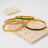 Colorful CZ Bangle Bracelets 18K Plated Stainless Steel Jewelry