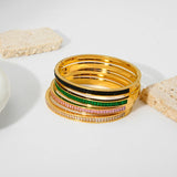 Colorful CZ Bangle Bracelets 18K Plated Stainless Steel Jewelry