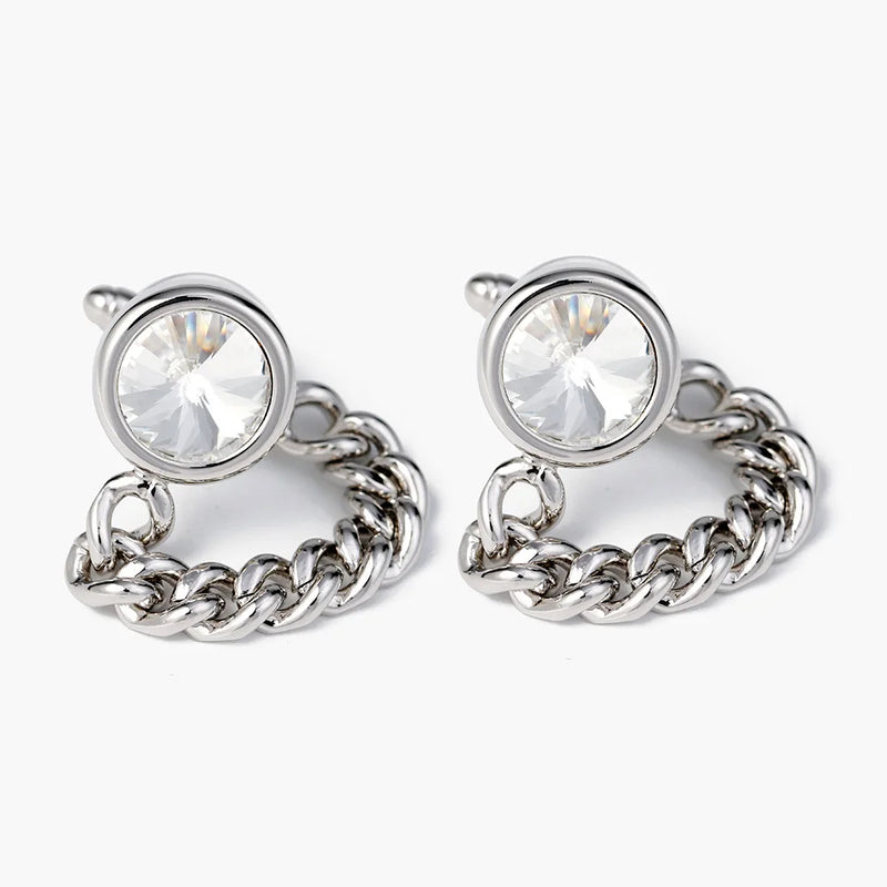 Crystal Inlaid Chain Cufflinks - French Shirts Accessories