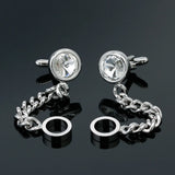 Crystal Inlaid Chain Cufflinks - French Shirts Accessories
