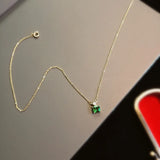 14K Ladies Necklace Emerald Square Zircon Wedding Jewelry