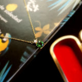 14K Ladies Necklace Emerald Square Zircon Wedding Jewelry