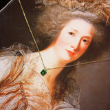 14K Ladies Necklace Emerald Square Zircon Wedding Jewelry